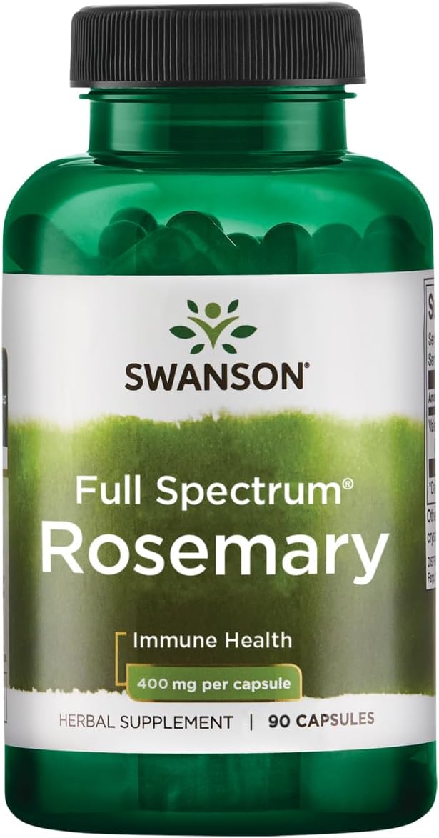 Natural Immune Health Support with Swanson Full Spectrum Rosemary Herbal Supplement - Enhance Wellness & Defend Body - 90 Capsules, 400mg