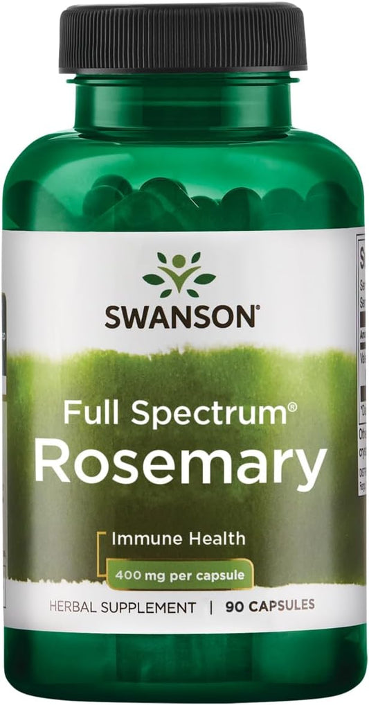 Natural Immune Health Support with Swanson Full Spectrum Rosemary Herbal Supplement - Enhance Wellness & Defend Body - 90 Capsules, 400mg