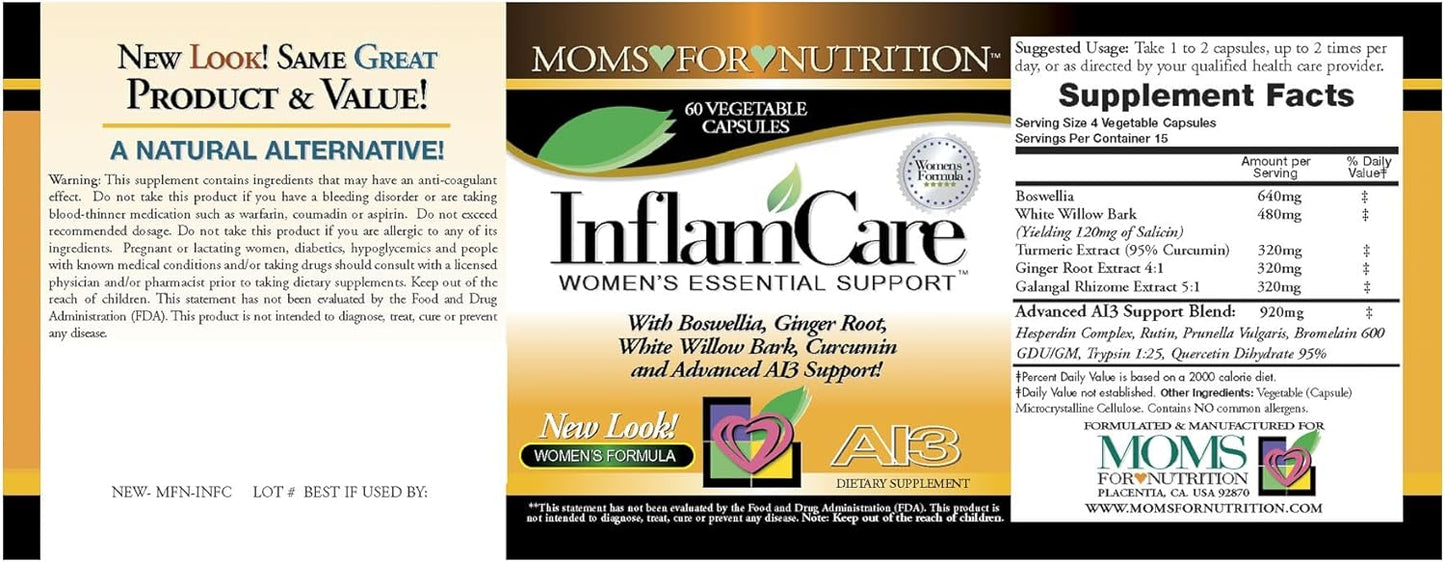 Natural InflamCare Women's Essential Synergy 3000MG Supplement - Gluten-Free - 60 Capsules