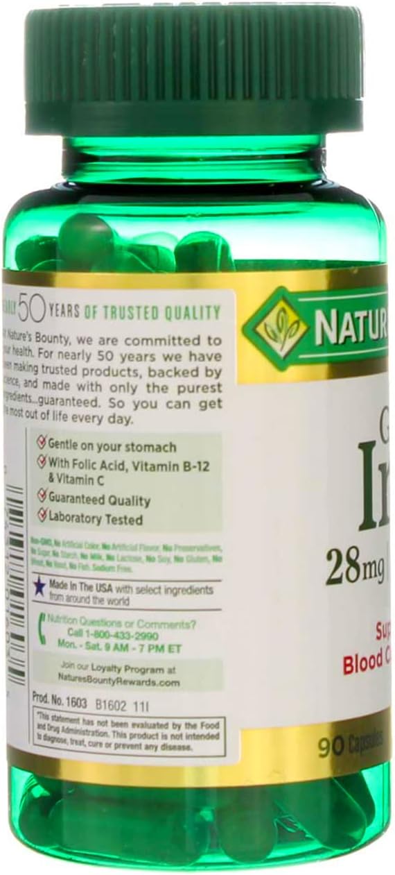 Natural Iron Supplement - 28 mg - 90 Capsules by Nature's Bounty