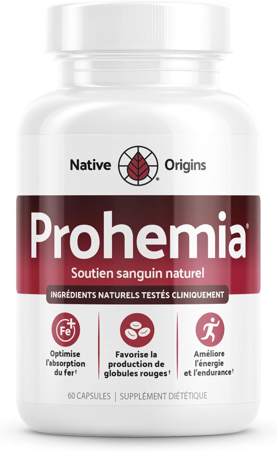 Natural Iron Supplement for Healthy Red Blood Cell Production - 60 Pills for Men and Women