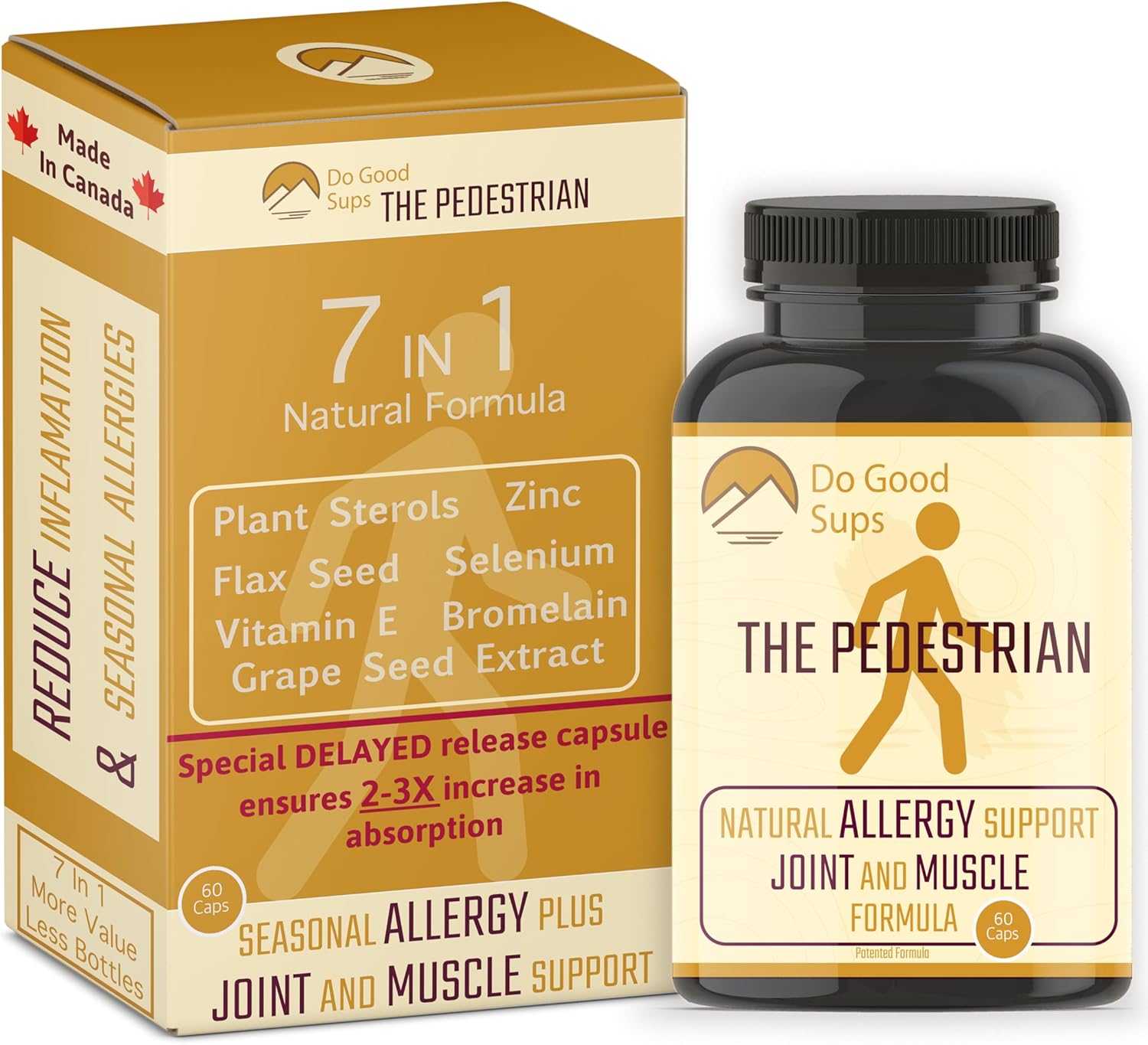 Natural Joint and Muscle Support Supplement with Allergy Relief - 7 Plant-Based Ingredients for Adults - Including Bromelain, Zinc, and Vitamin E