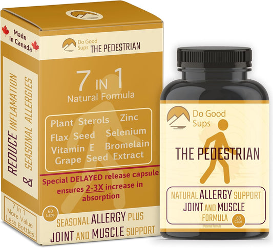 Natural Joint and Muscle Support Supplement with Allergy Relief - 7 Plant-Based Ingredients for Adults - Including Bromelain, Zinc, and Vitamin E