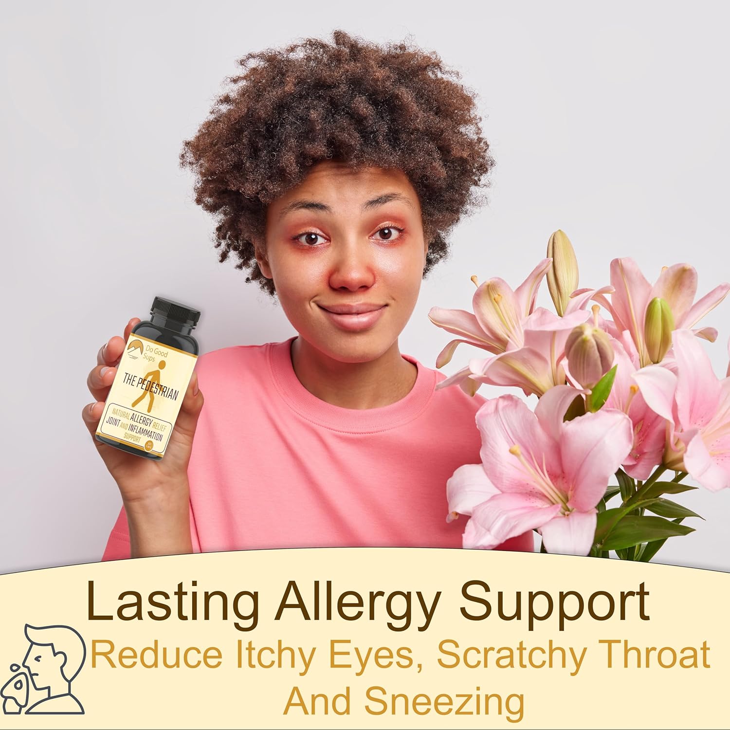 Natural Joint and Muscle Support Supplement with Allergy Relief - 7 Plant-Based Ingredients for Adults - Including Bromelain, Zinc, and Vitamin E