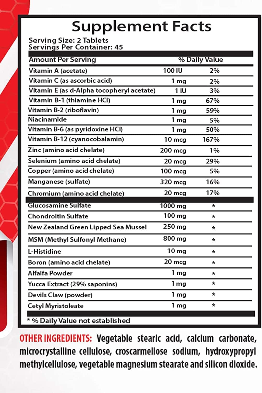 Natural Joint Matrix Complex Supplement for Humans - Maximum Joint Support - Glucosamine Pills - 2 Bottles 180 Tablets - Healthy Supplements LLC