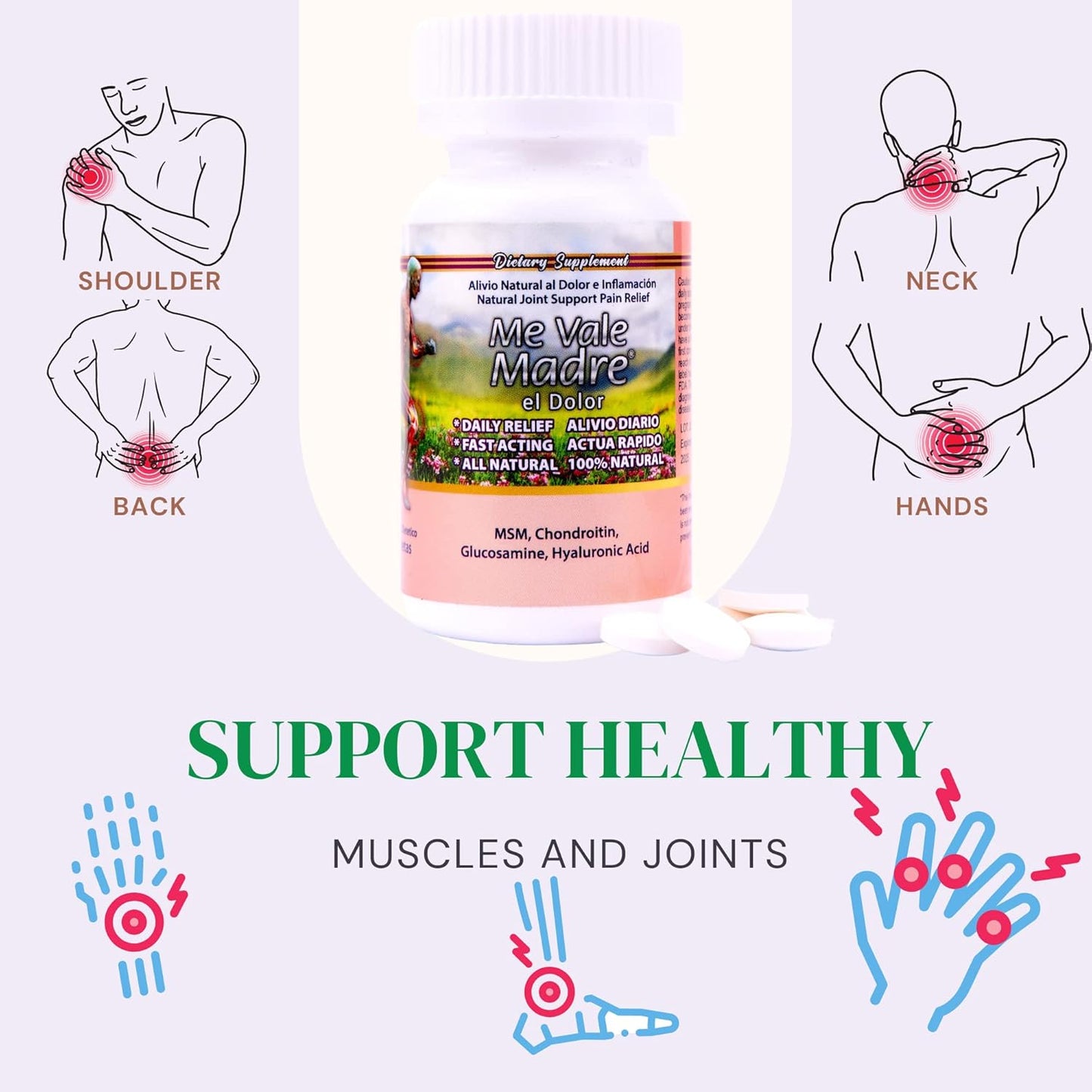 Natural Joint & Muscle Wellness Supplement with Hyaluronic Acid - 60 Capsules