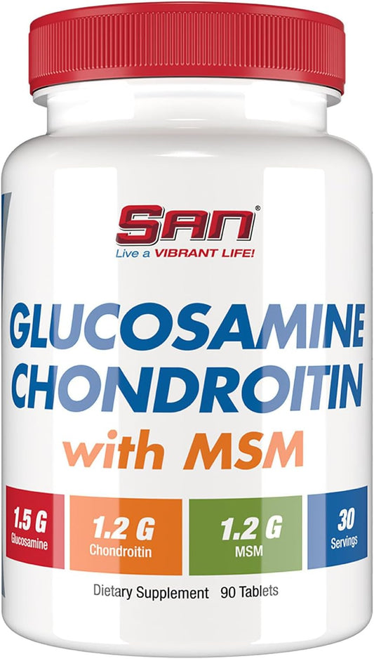 Natural Joint Support Complex - SAN Nutrition Glucosamine Chondroitin with MSM Formula for Healthy Joints. 30 Servings