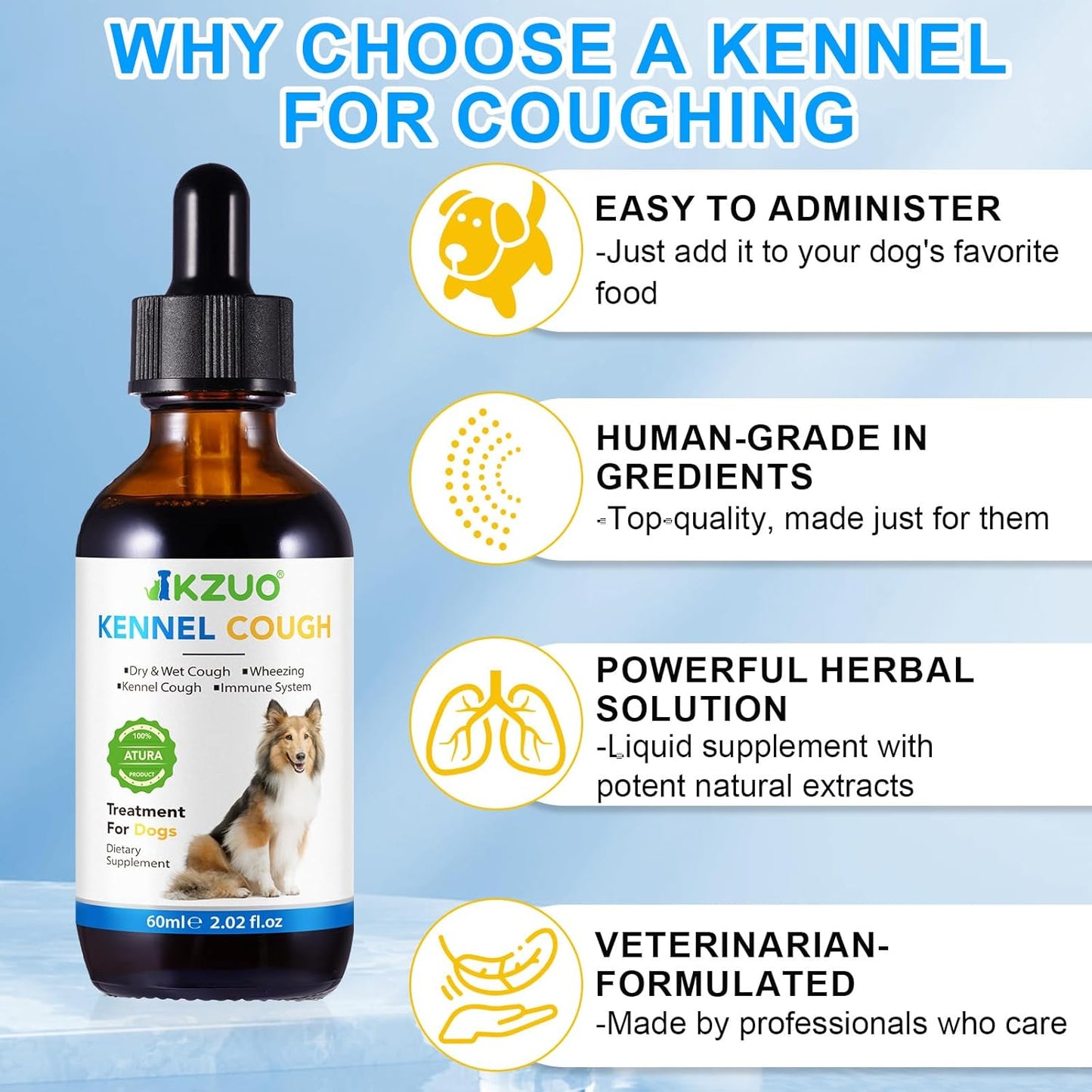 Natural Kennel Cough Drops for Dogs - Herbal Allergy Relief Supplement, 100% Natural Cough Treatment for All Breeds & Sizes