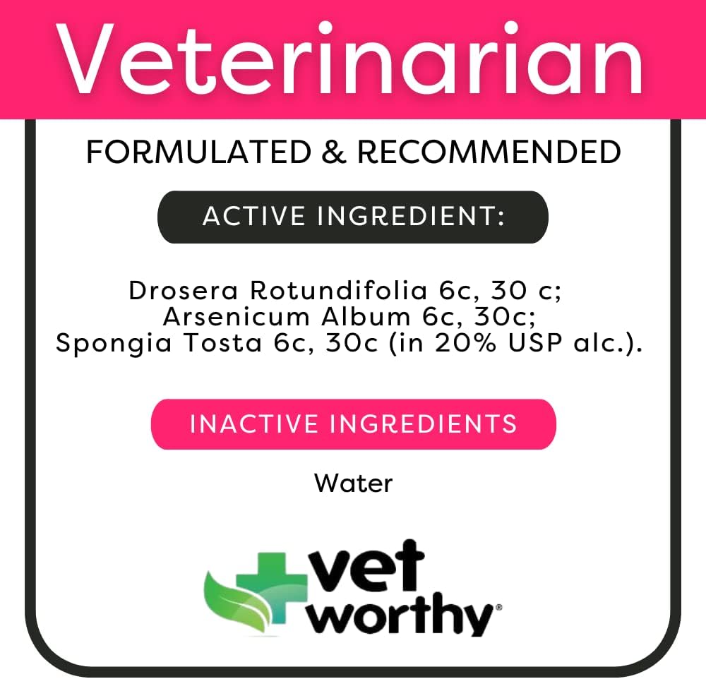 Natural Kennel Cough Drops for Dogs - Relief for Dry Cough - Herbal Supplement with Drosera Rotundifolia, Arsenicum Album, Spongia Tosta - 0.5oz