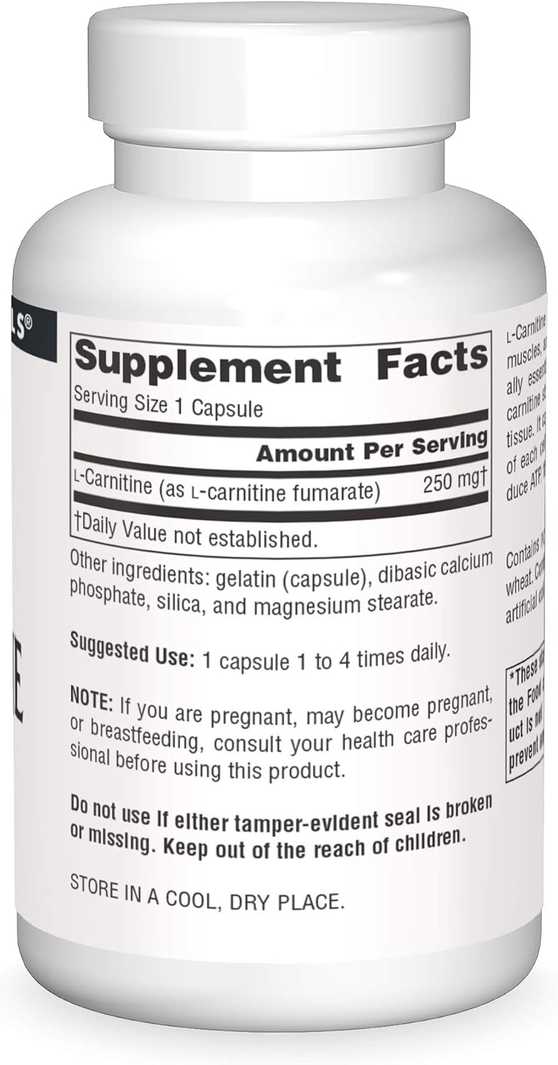 Natural L-Carnitine Supplement - 60 Capsules by Source Naturals