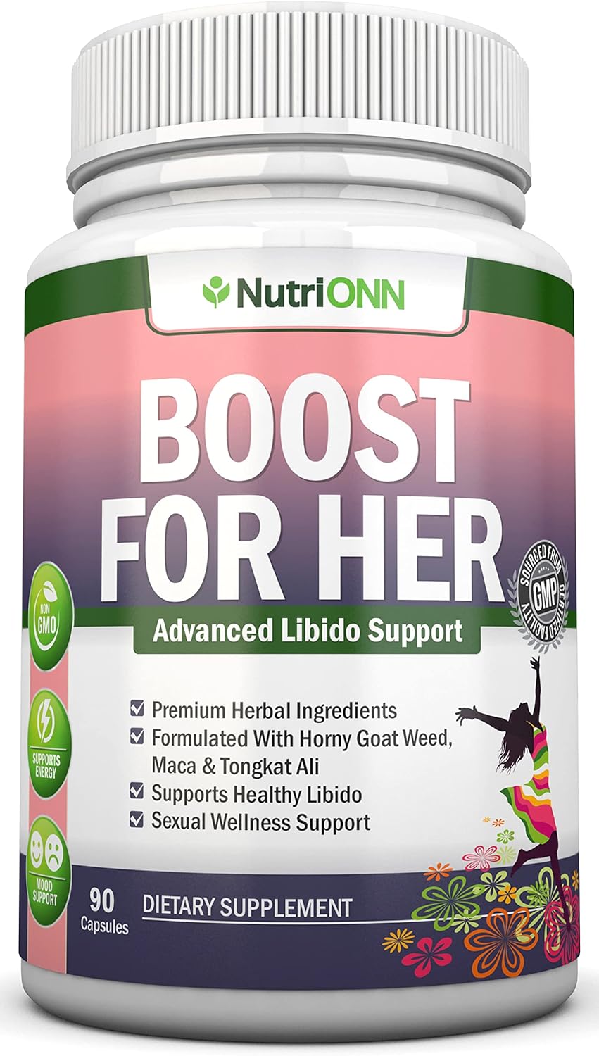 Natural Libido Boost Capsules for Women - Enhances Mood & Desire - Non-GMO Herbal Aphrodisiac with Horny Goat Weed, Maca, Tongkat Ali & Tribulus - 90 Count