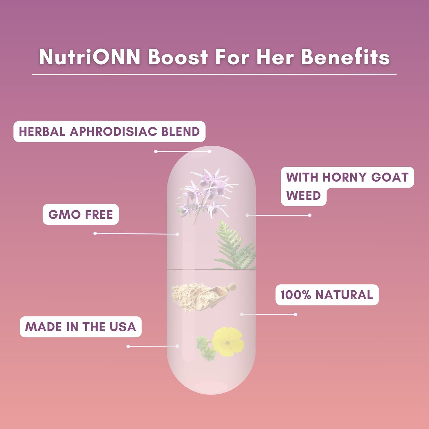 Natural Libido Boost Capsules for Women - Enhances Mood & Desire - Non-GMO Herbal Aphrodisiac with Horny Goat Weed, Maca, Tongkat Ali & Tribulus - 90 Count