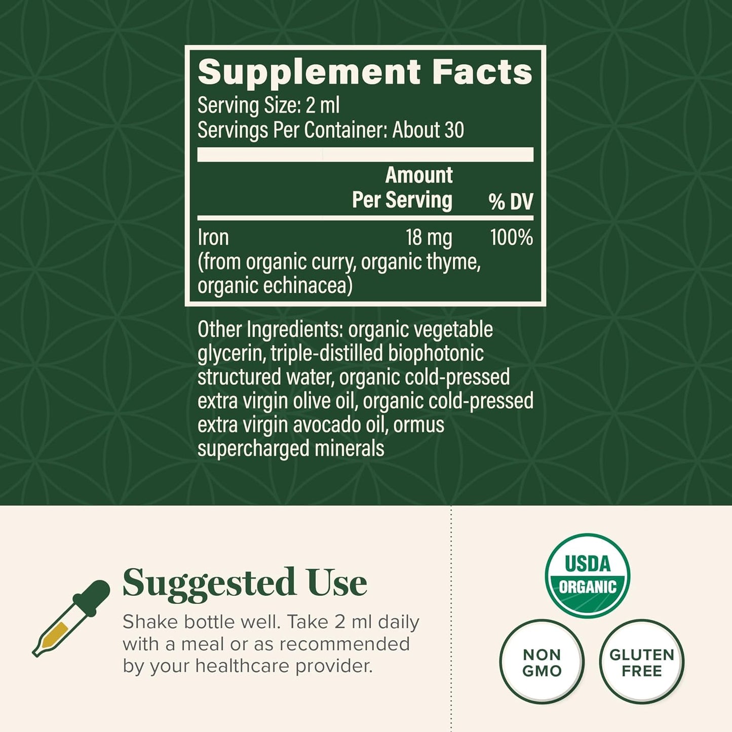 Natural Liquid Iron Supplement with Curry Plant Extract - Boost Energy, Brain Health, and Oxygen Levels - Iron Supplement for Men and Women - 2 Oz