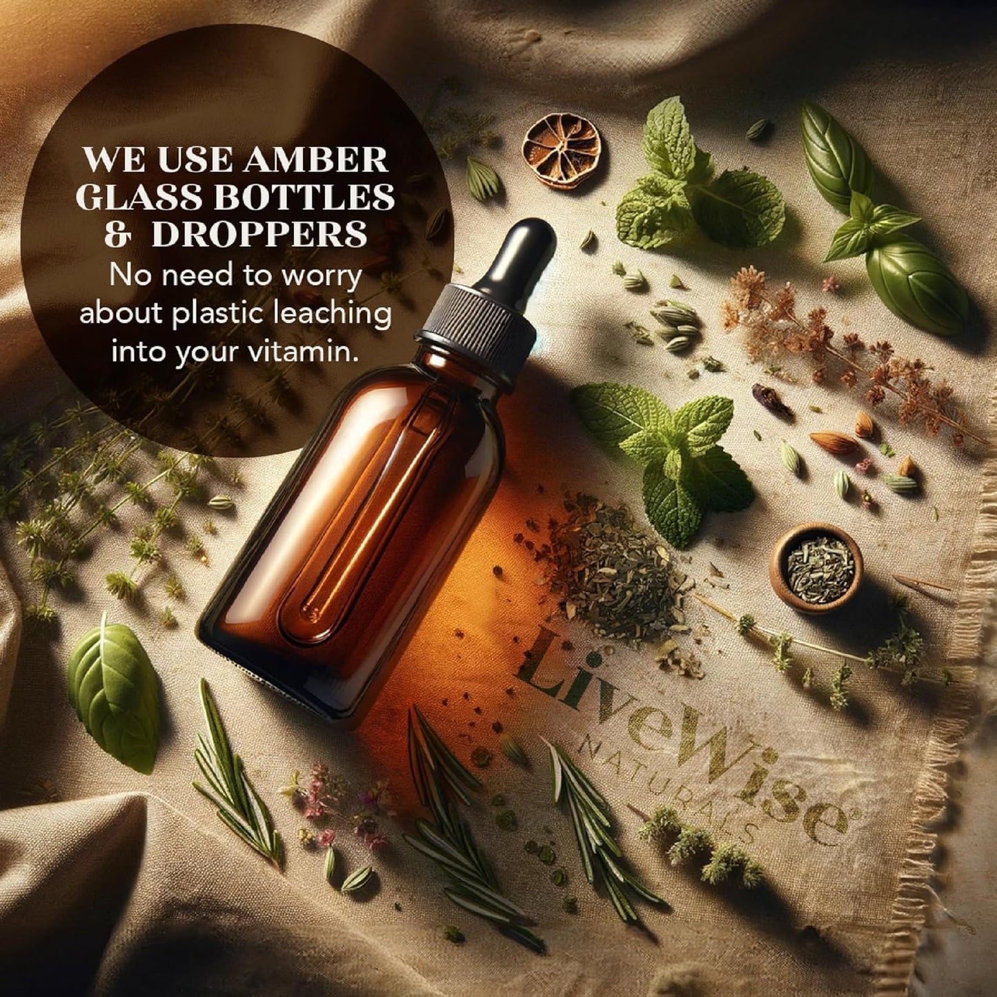 Natural Liquid Vitamin D3 with K2 Drops - Non GMO, 1208IU D3, 25mcg K2 (MK7) - Bone, Immune, Energy Support, Peppermint Optional