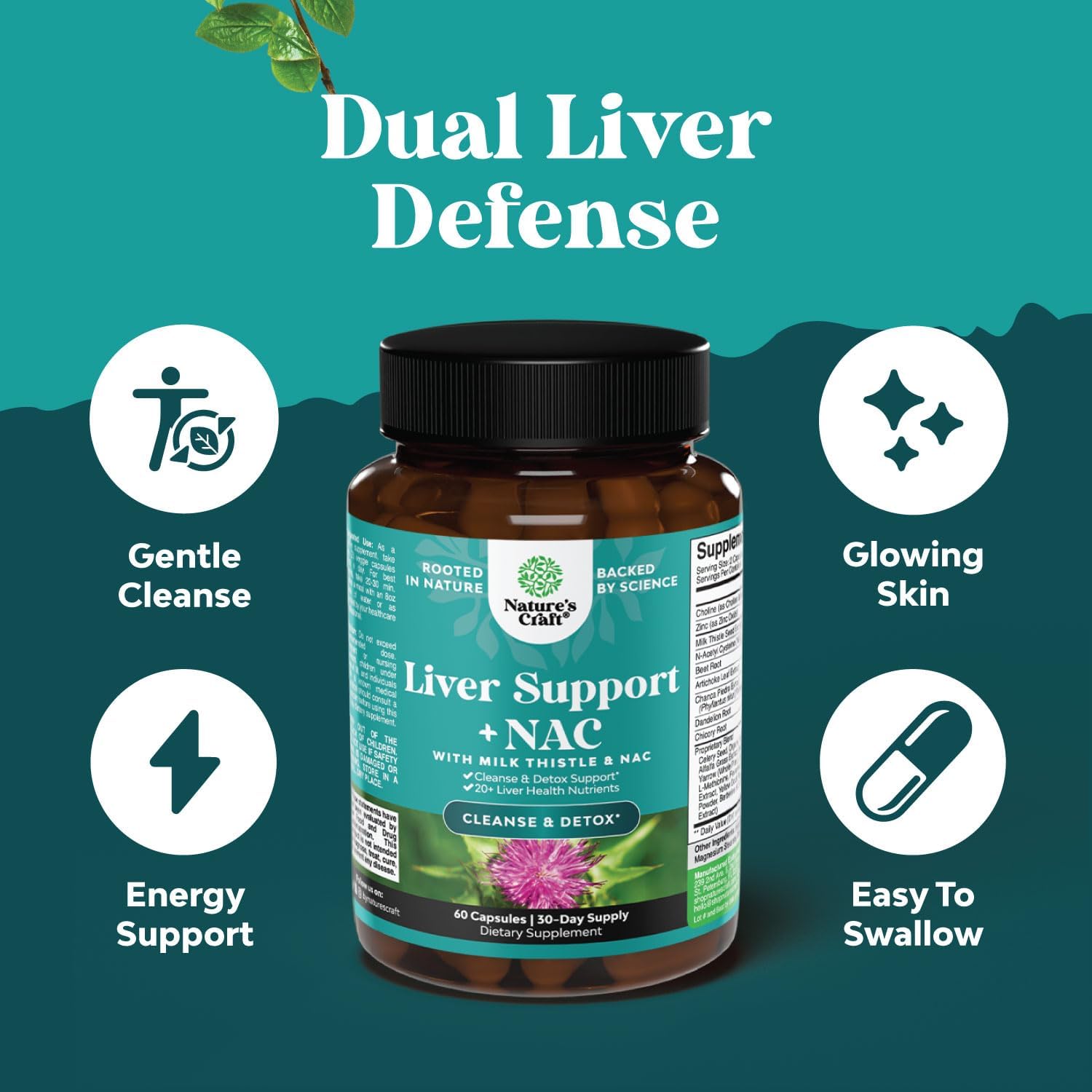 Natural Liver and Thyroid Support Bundle with NAC - Herbal Supplements for Liver and Thyroid Health - Mood Enhancer Energy Booster