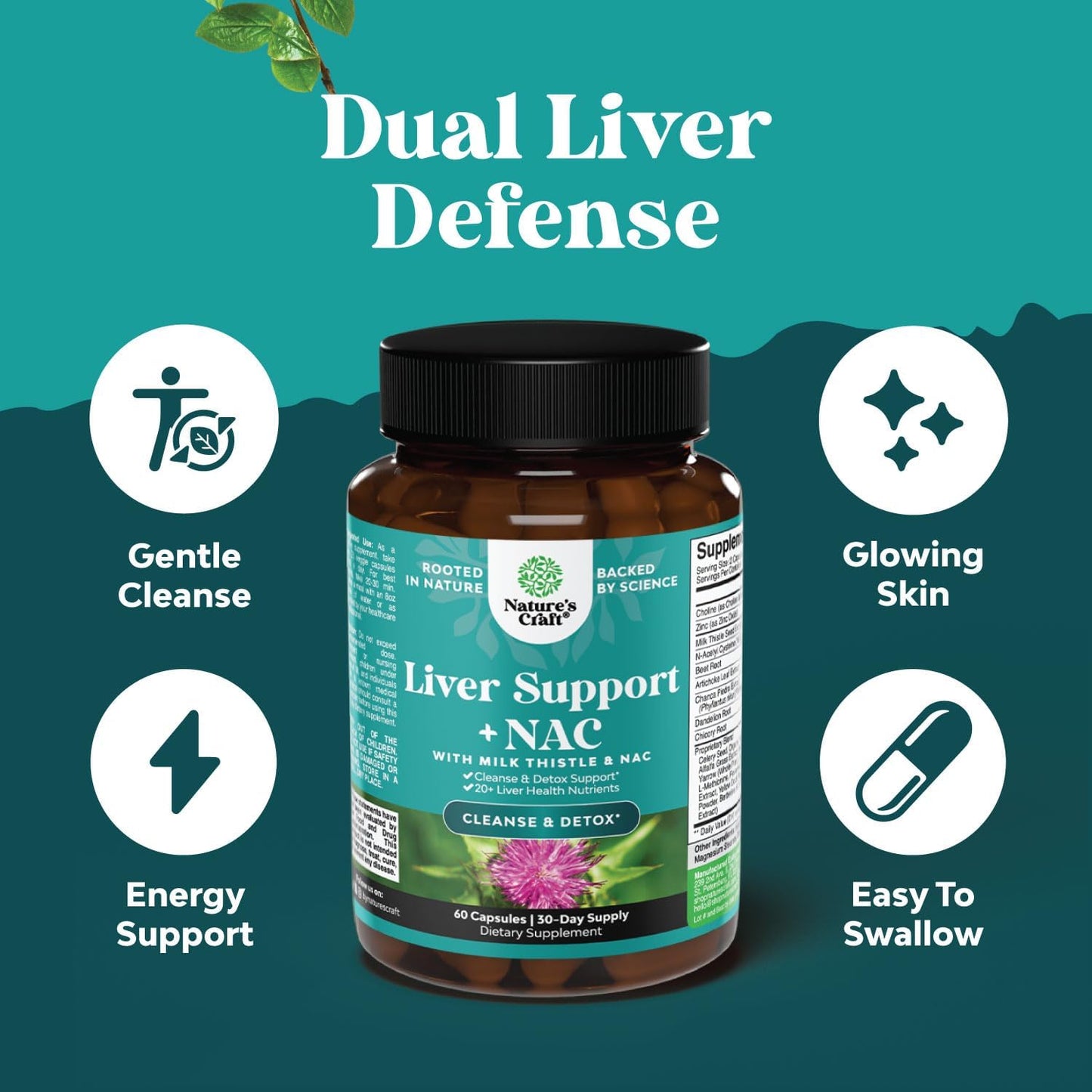 Natural Liver and Thyroid Support Bundle with NAC - Herbal Supplements for Liver and Thyroid Health - Mood Enhancer Energy Booster