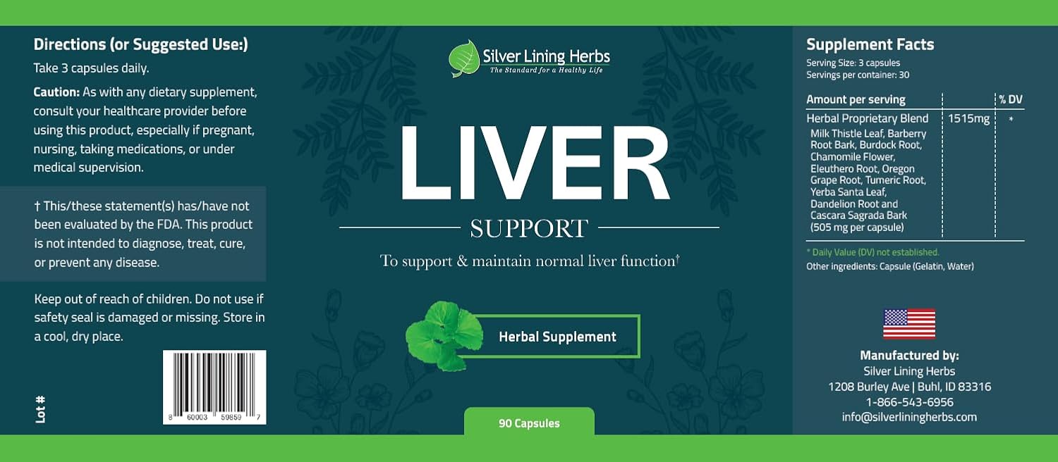 Natural Liver Care Supplement - Supports Liver Health, Immune System, and Allergies - 90 Capsules by Silver Lining Herbs