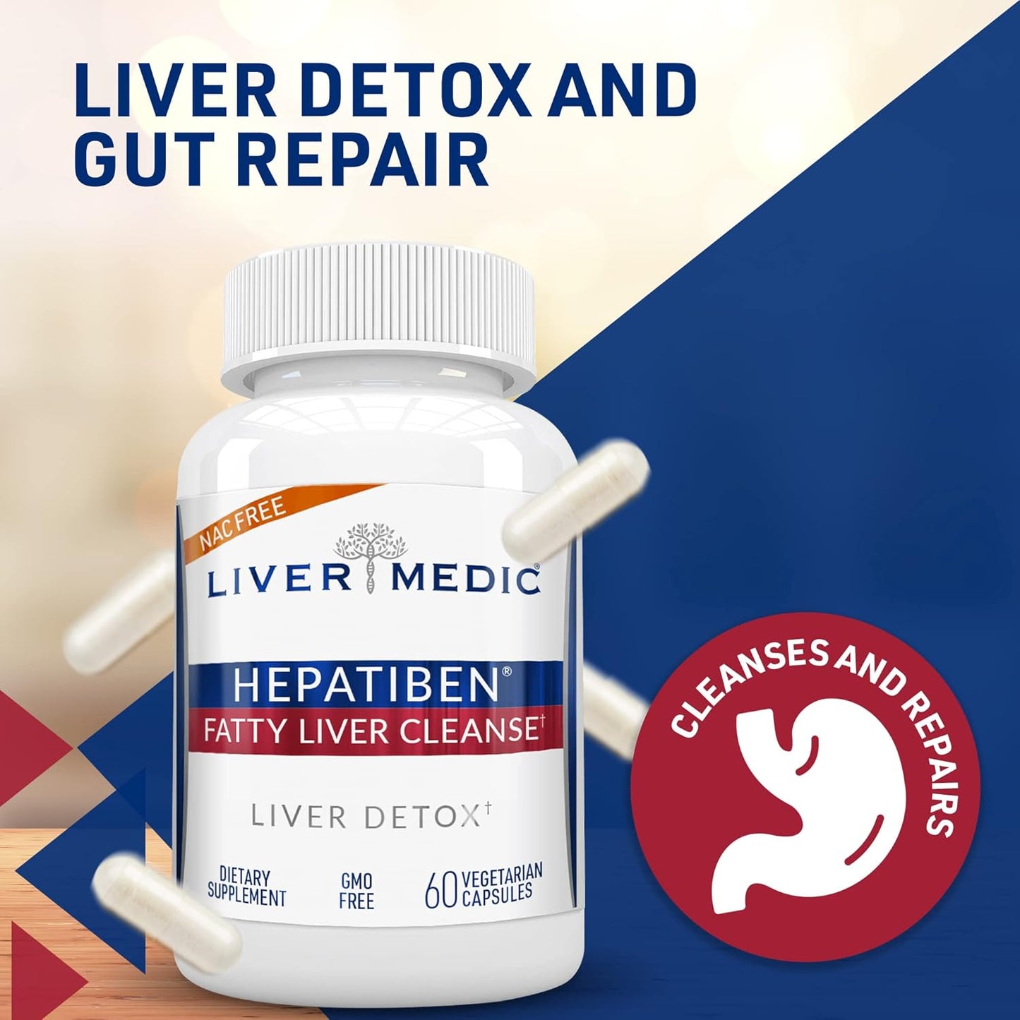 Natural Liver Detox Cleanse Supplement with Milk Thistle & Turmeric - Non-GMO, 60 Vegetarian Capsules for Digestive Repair & Regeneration