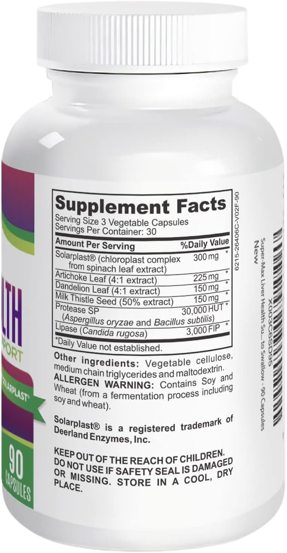 Natural Liver Detox Cleanse Support Supplement with 6 Active Ingredients - Liver Health Boost - 30-Day Supply | 90 Capsules