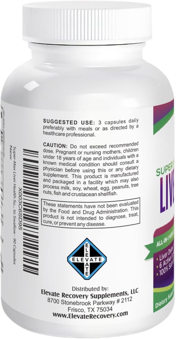 Natural Liver Detox Cleanse Support Supplement with 6 Active Ingredients - Liver Health Boost - 30-Day Supply | 90 Capsules