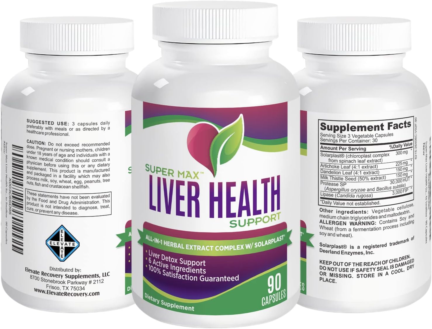 Natural Liver Detox Cleanse Support Supplement with 6 Active Ingredients - Liver Health Boost - 30-Day Supply | 90 Capsules