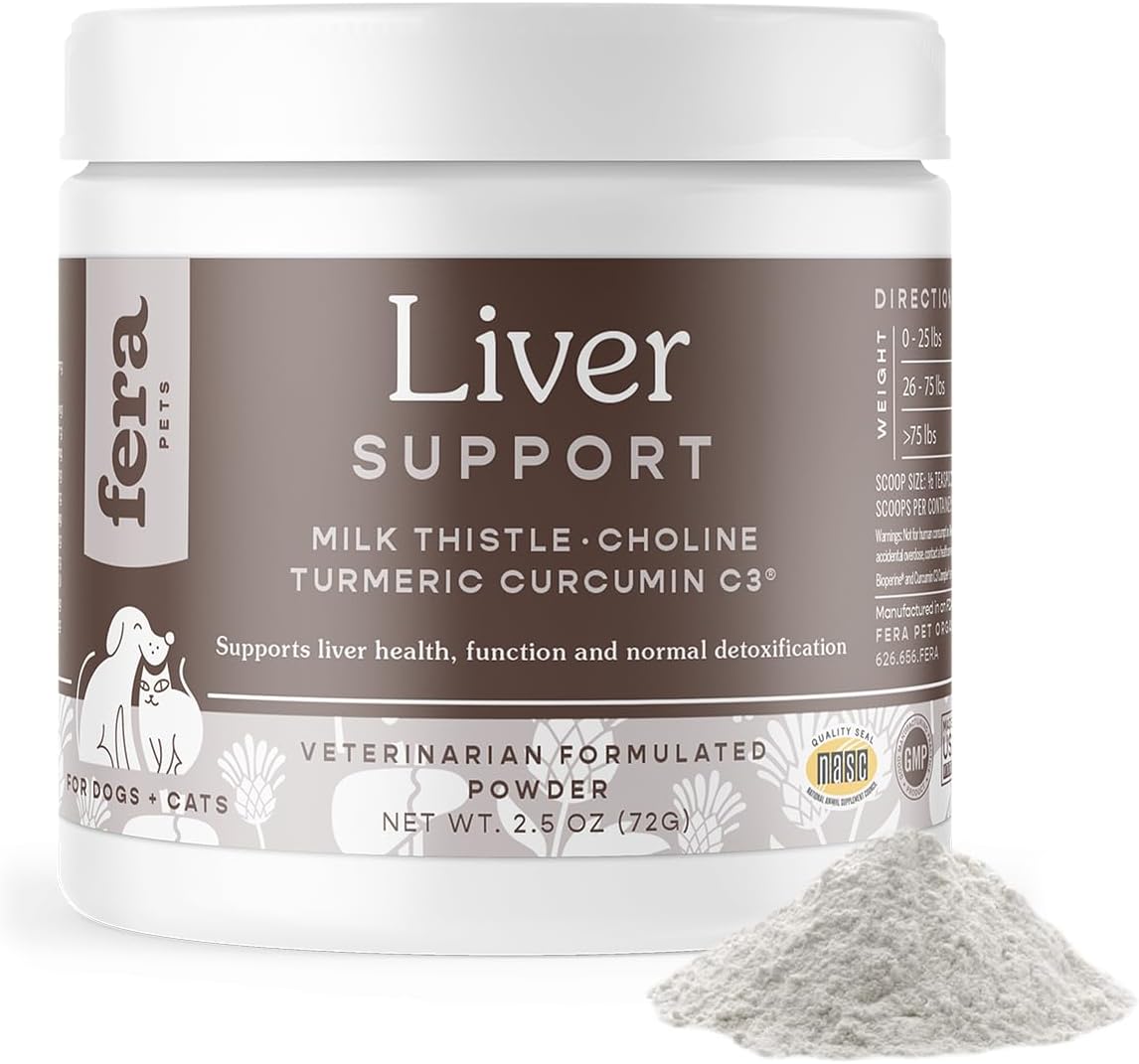 Natural Liver Support Supplement for Dogs & Cats - Veterinarian Formulated - Promotes Healthy Liver Function & Detox - Milk Thistle, Zinc, Choline - 60 Scoops