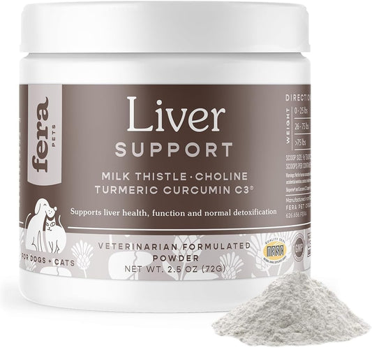 Natural Liver Support Supplement for Dogs & Cats - Veterinarian Formulated - Promotes Healthy Liver Function & Detox - Milk Thistle, Zinc, Choline - 60 Scoops