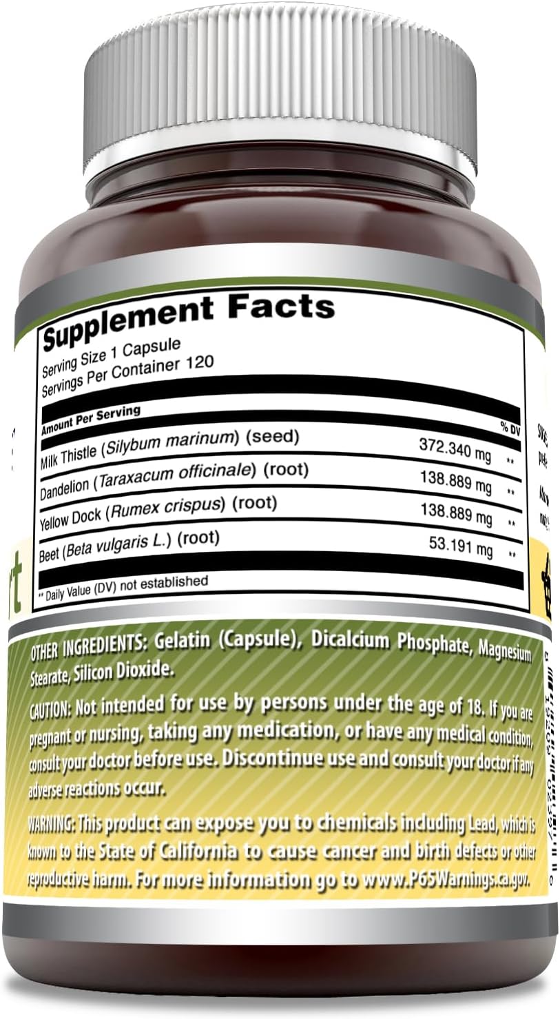 Natural Liver Support Supplement with Milk Thistle & Herbal Blend - 120 Capsules