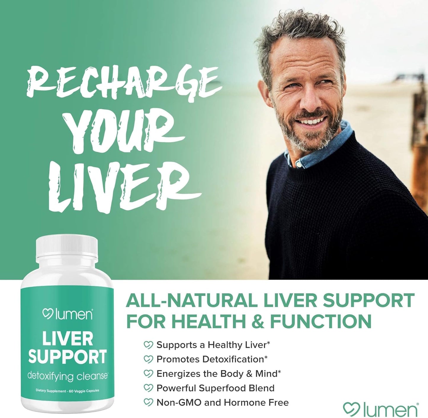 Natural Liver Support Supplement with Milk Thistle, Dandelion, Turmeric, Ginger, Beet Root, Berberine, & Artichoke Extract - 60 Capsules