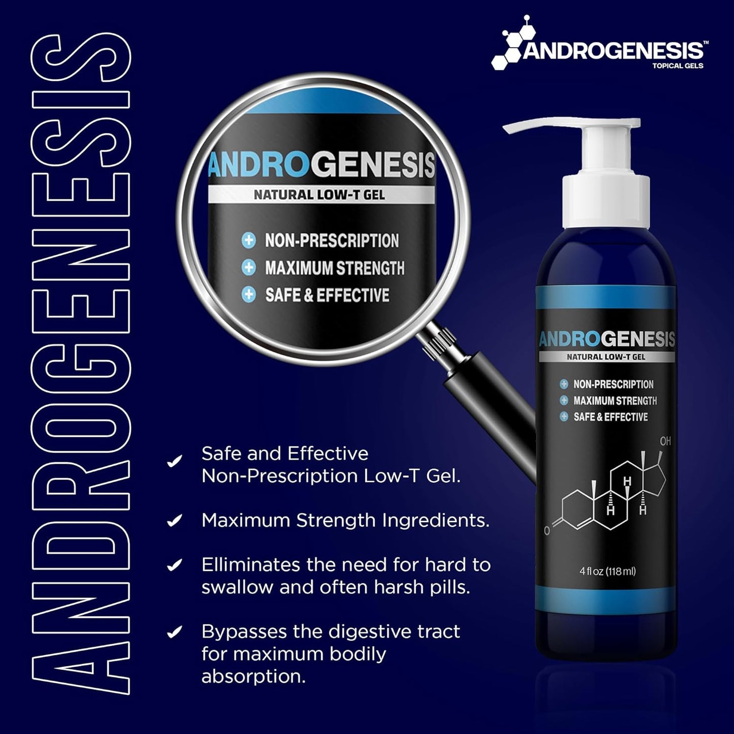 Natural Low Testosterone Support Gel for Men - Boost Muscle Recovery, Energy, and Healthy Aging with T-Booster