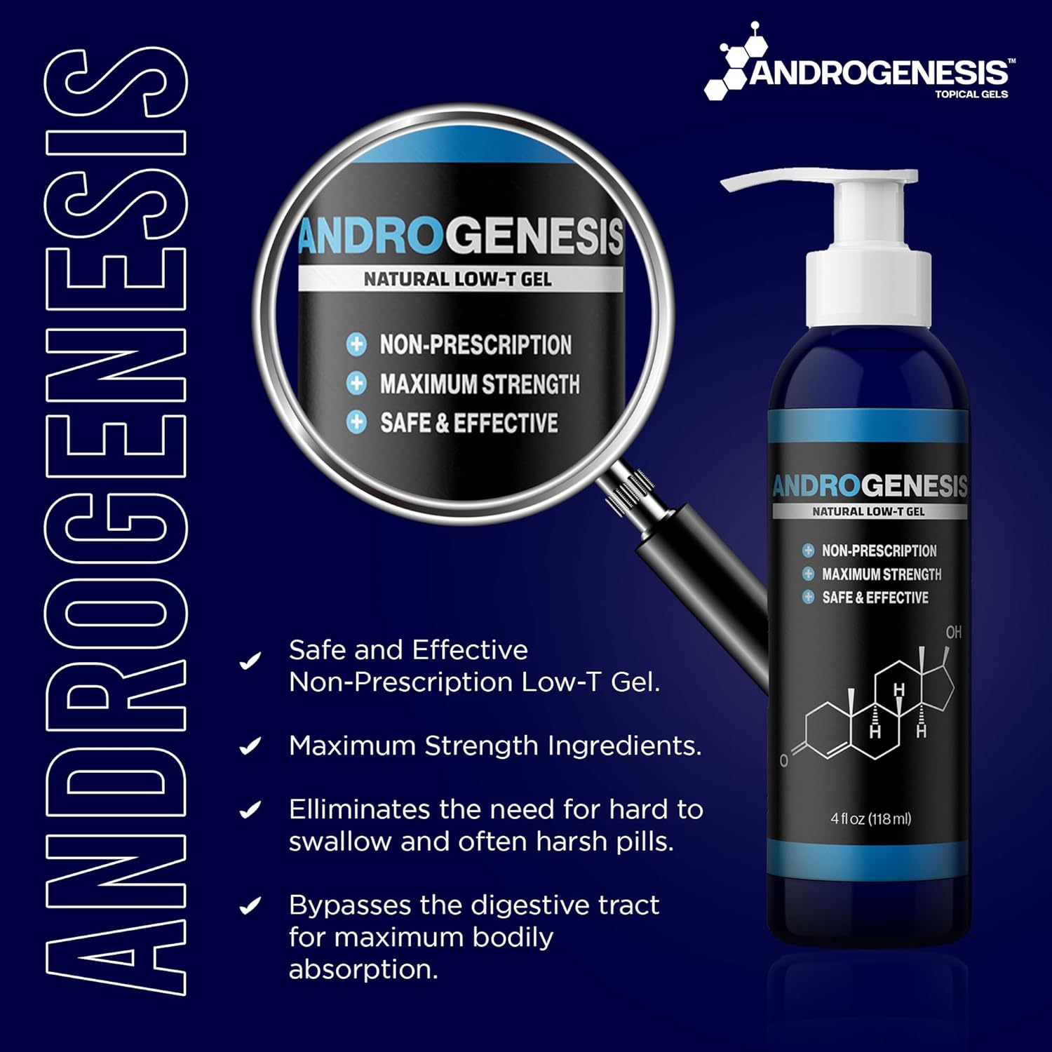 Natural Low Testosterone Support Gel for Men - Boost Muscle Recovery, Energy, and Healthy Aging with T-Booster