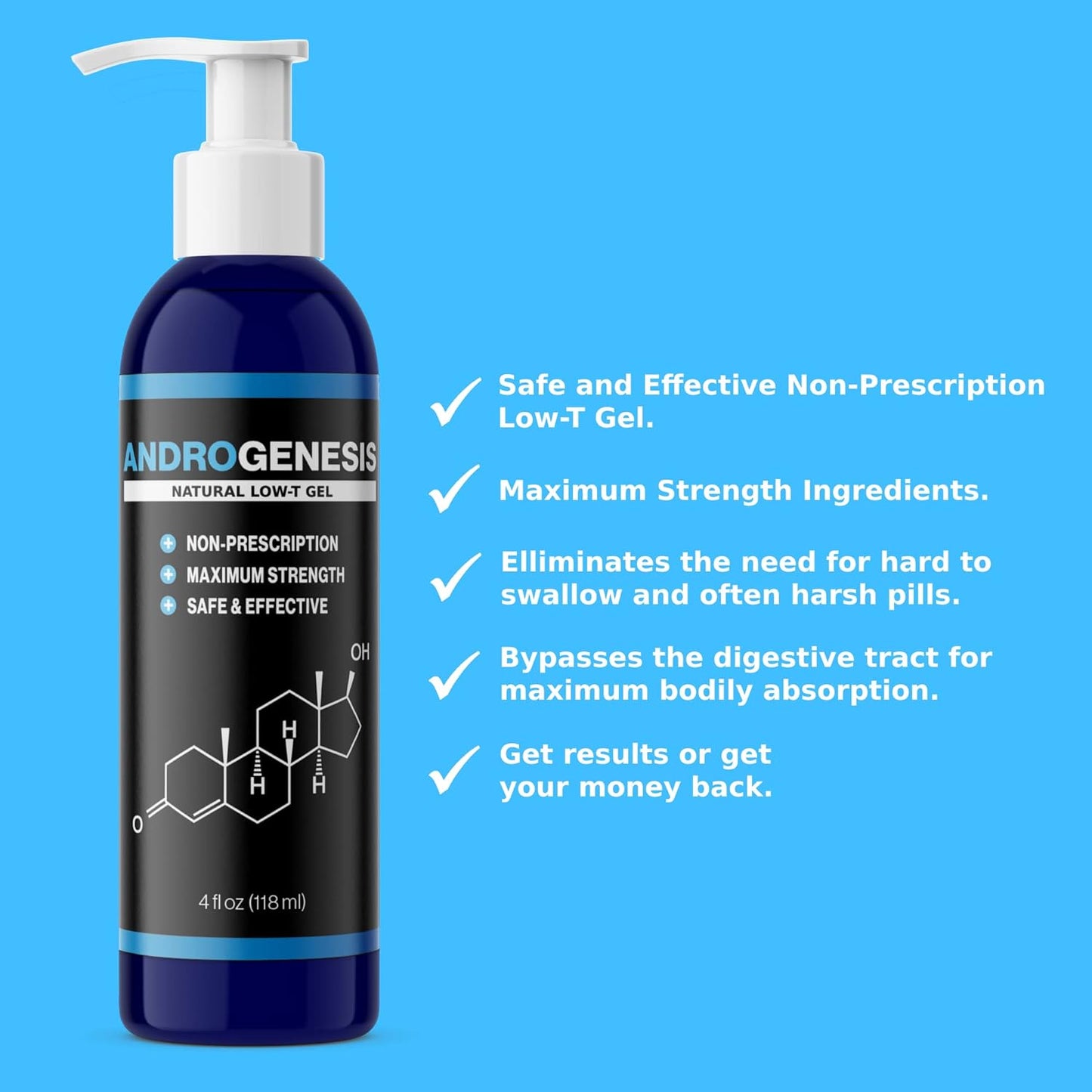 Natural Low Testosterone Support Gel for Men - Boost Muscle Recovery, Energy, and Healthy Aging with T-Booster