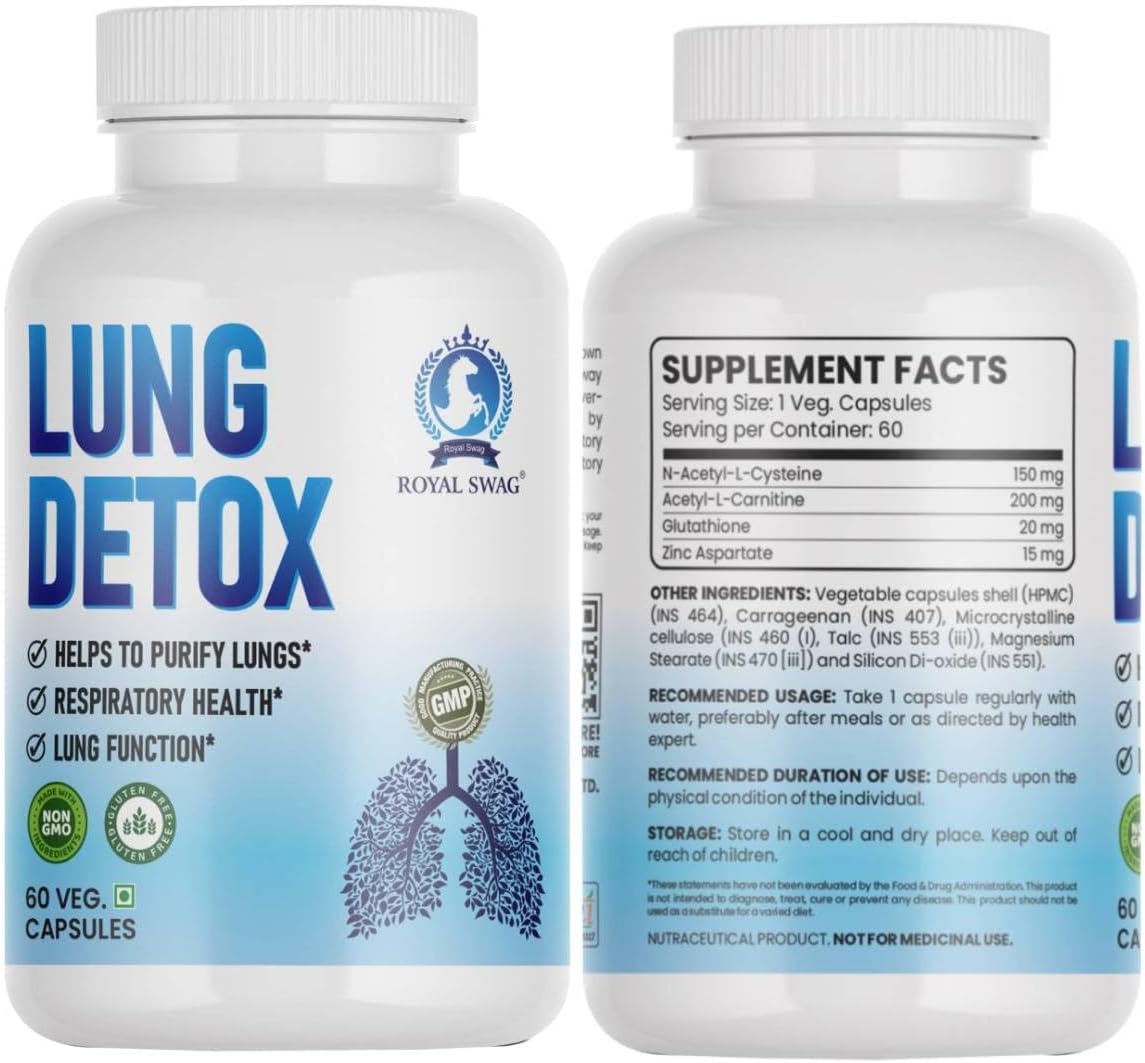 Natural Lung Cleanse Capsules for Smokers & Non-Smokers - Supports Respiratory Health and Detoxification - 60 Capsules