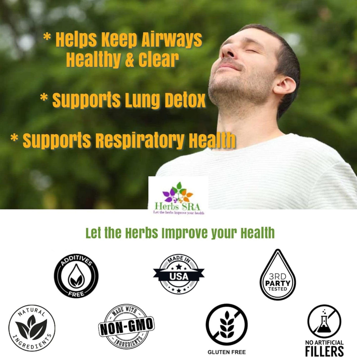 Natural Lung Cleanse & Detox Formula - 120 Vegetarian Capsules for Healthy Respiratory Support & Mucus Congestion Relief
