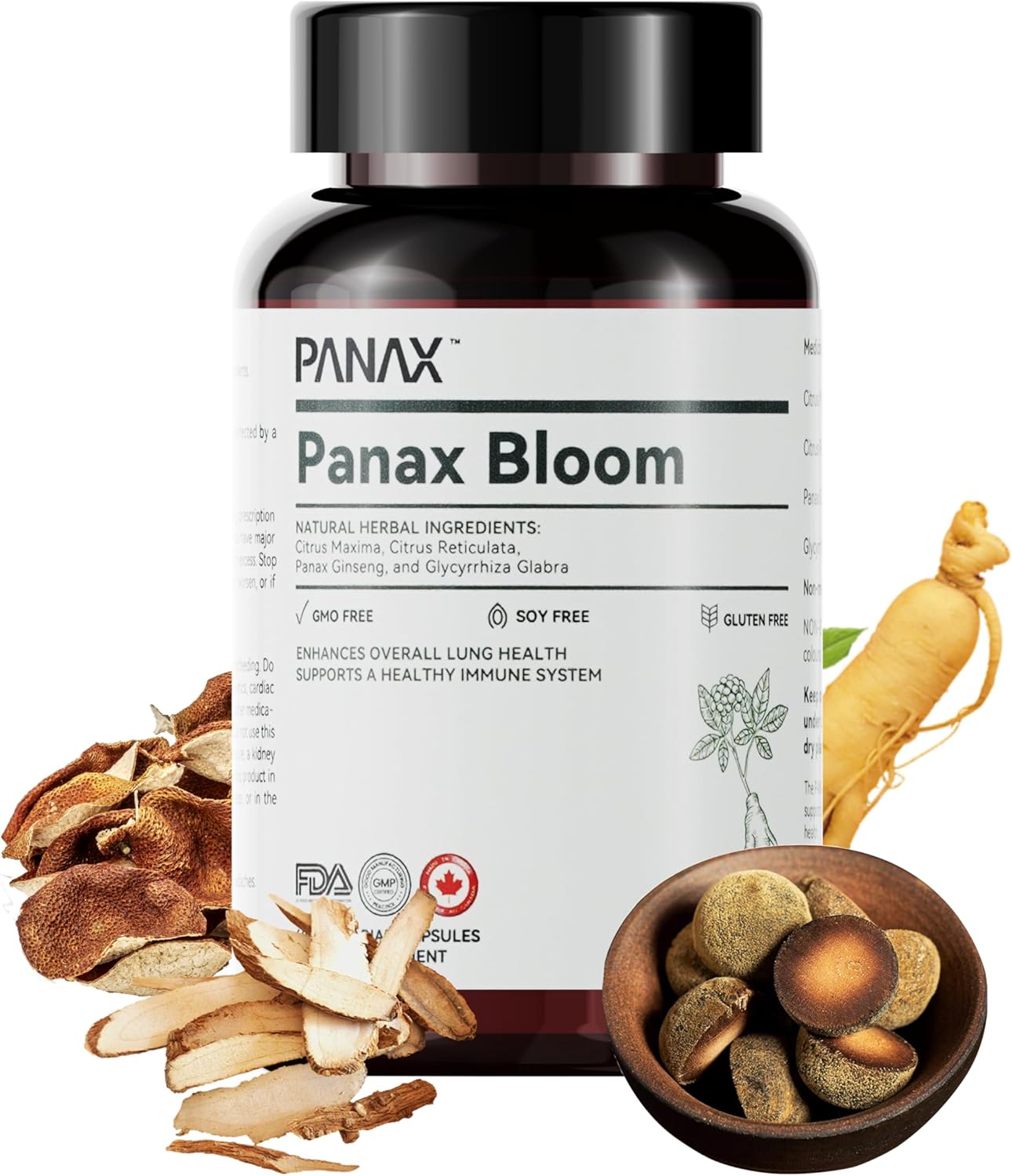 Natural Lung Health Capsules with Ginseng, Citri Maxima, Citri Reticulata, & Liquorice - 60 Vegetarian Capsules for Immune Support