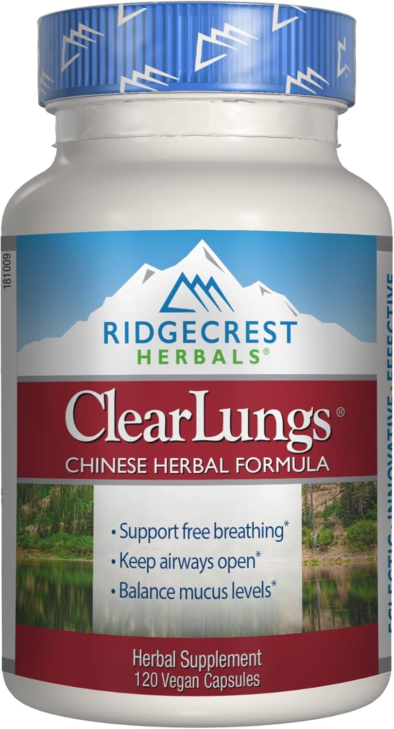 Natural Lung & Nasal Health Supplement for Respiratory & Immune Support - ClearLungs Classic by Ridgecrest Herbals (120 Caps)