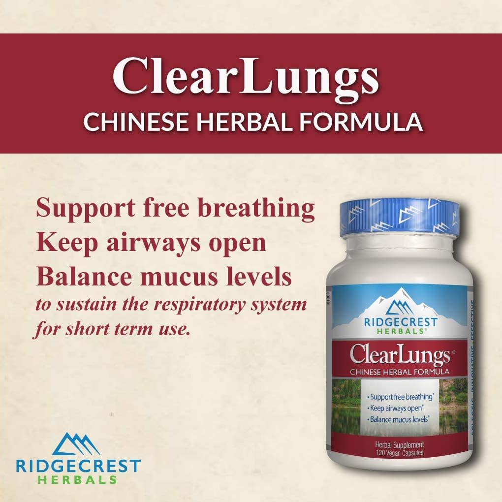 Natural Lung & Nasal Health Supplement for Respiratory & Immune Support - ClearLungs Classic by Ridgecrest Herbals (120 Caps)