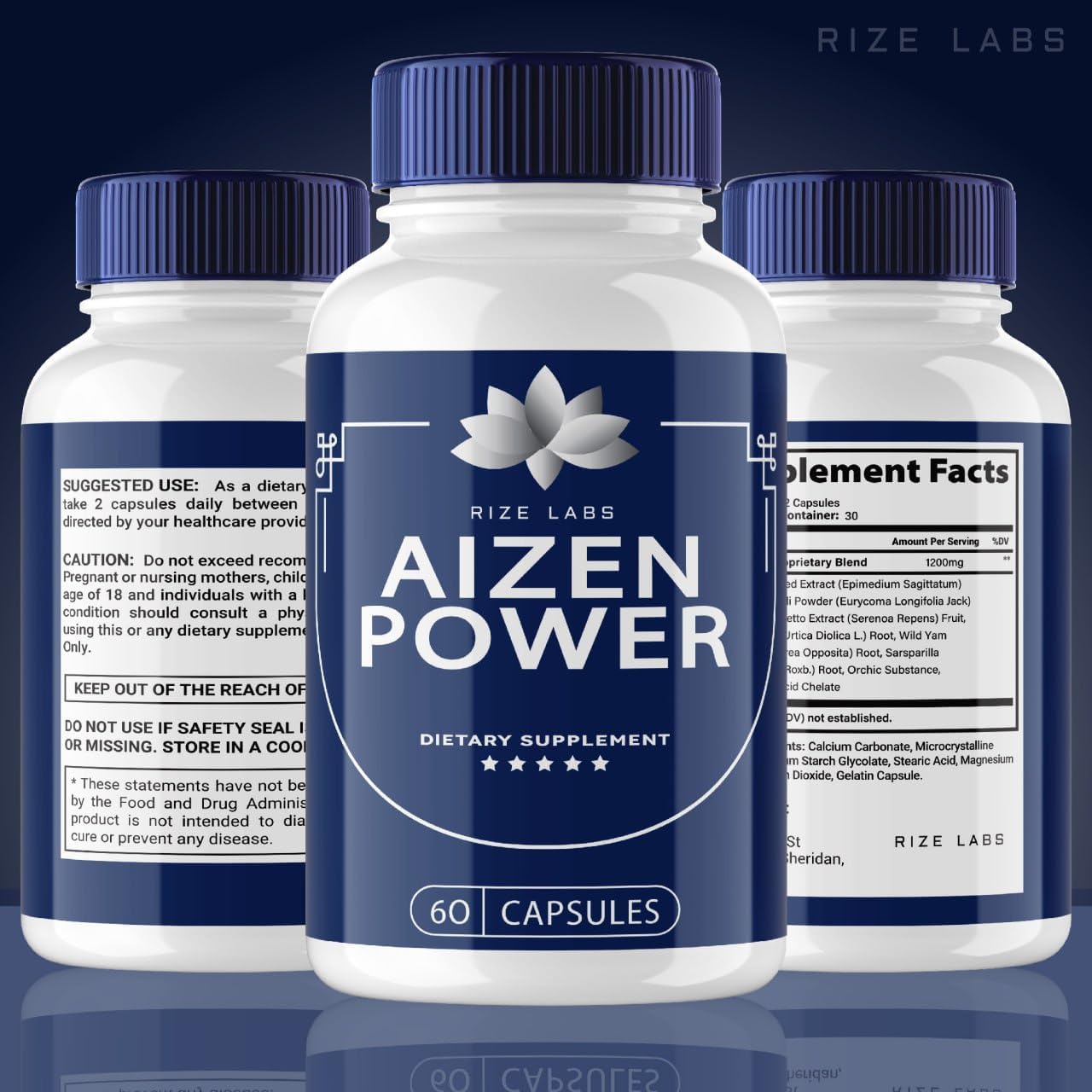 Natural Male Performance Booster: rize labs Aizen Power Supplement (60 Capsules)