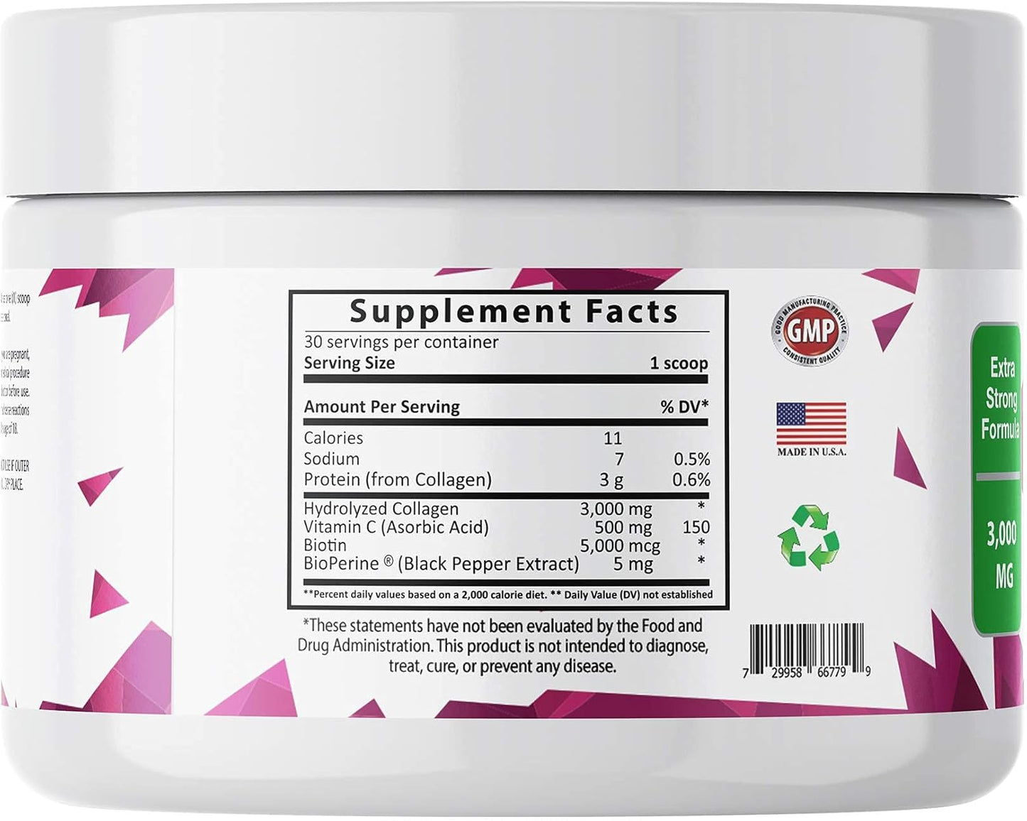 Natural Max Collagen Plus C Powder - Anti Aging Hydration & Skin Firmness - 30 Day Supply with Biotin, Bioperine, Vitamin C - Strengthen Bones & Nails