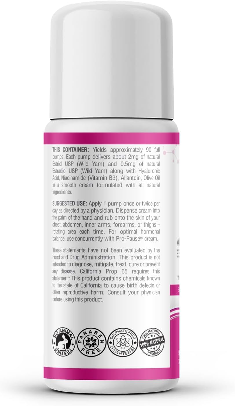 Natural Menopause Relief Cream with Bioidentical Estrogen - BHRT Menopause Support for Hot Flashes, Hormonal Balance, and Menstrual Cycle Regulation