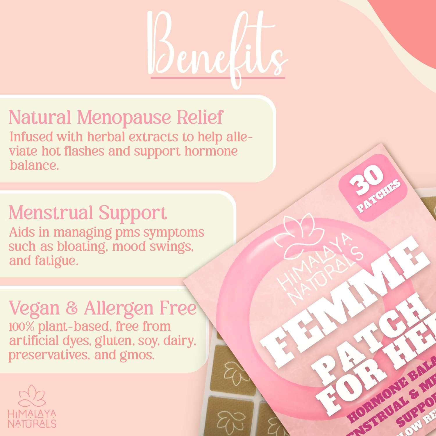 Natural Menopause Relief Herbal Patches - Hormone Balance Support for Women | 30 Day Supply