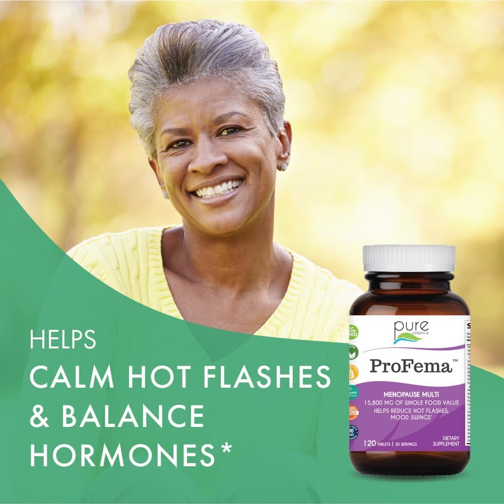 Natural Menopause Relief Supplement - Pure Essence Labs ProFema - Promotes Hormone Balance, Reduces Hot Flashes, Mood Swings, Night Sweats - 60 Capsules