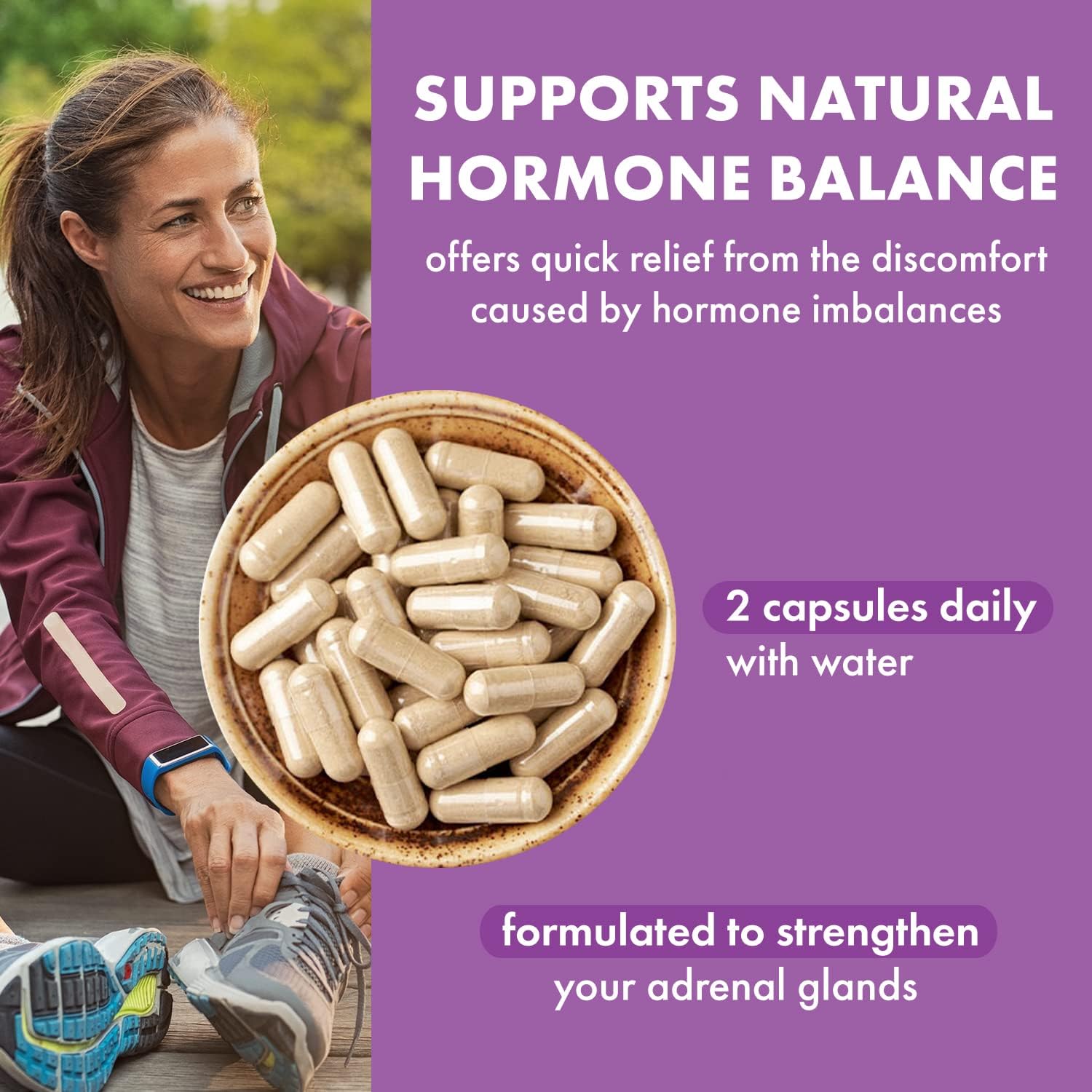 Natural Menopause Relief Supplement for Women - 60 Capsules by PURE ESSENCE LABS - Promotes Hormone Balance, Reduces Hot Flashes, Mood Swings, & Night Sweats
