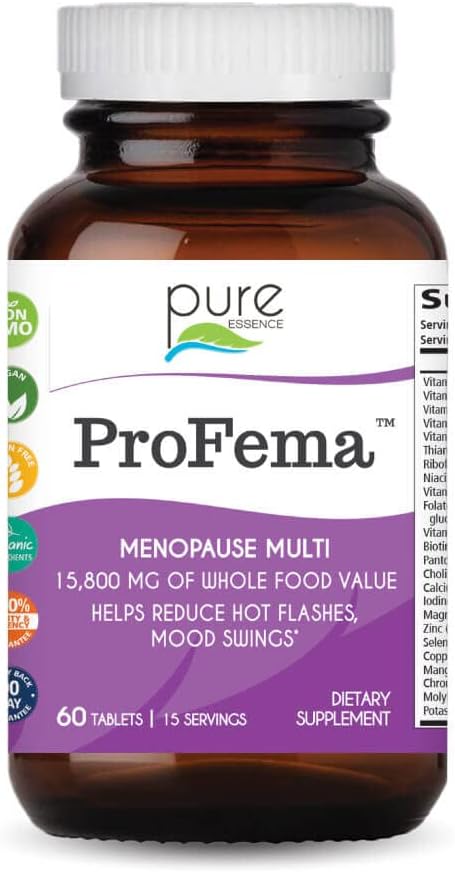 Natural Menopause Relief Supplement for Women - Pure Essence Labs ProFema - Promotes Hormone Balance, Reduces Hot Flashes, Mood Swings, Night Sweats - 60 Capsules