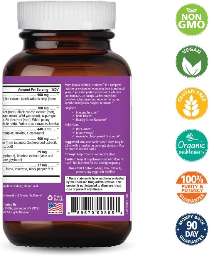Natural Menopause Relief Supplement for Women - Pure Essence Labs ProFema - Promotes Hormone Balance, Reduces Hot Flashes, Mood Swings, Night Sweats - 60 Capsules