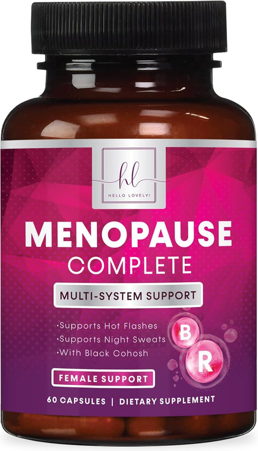 Natural Menopause Relief Supplement for Women - Supports Hot Flashes, Night Sweats & Hormone Balance - Non-GMO & Gluten Free - 60 Capsules