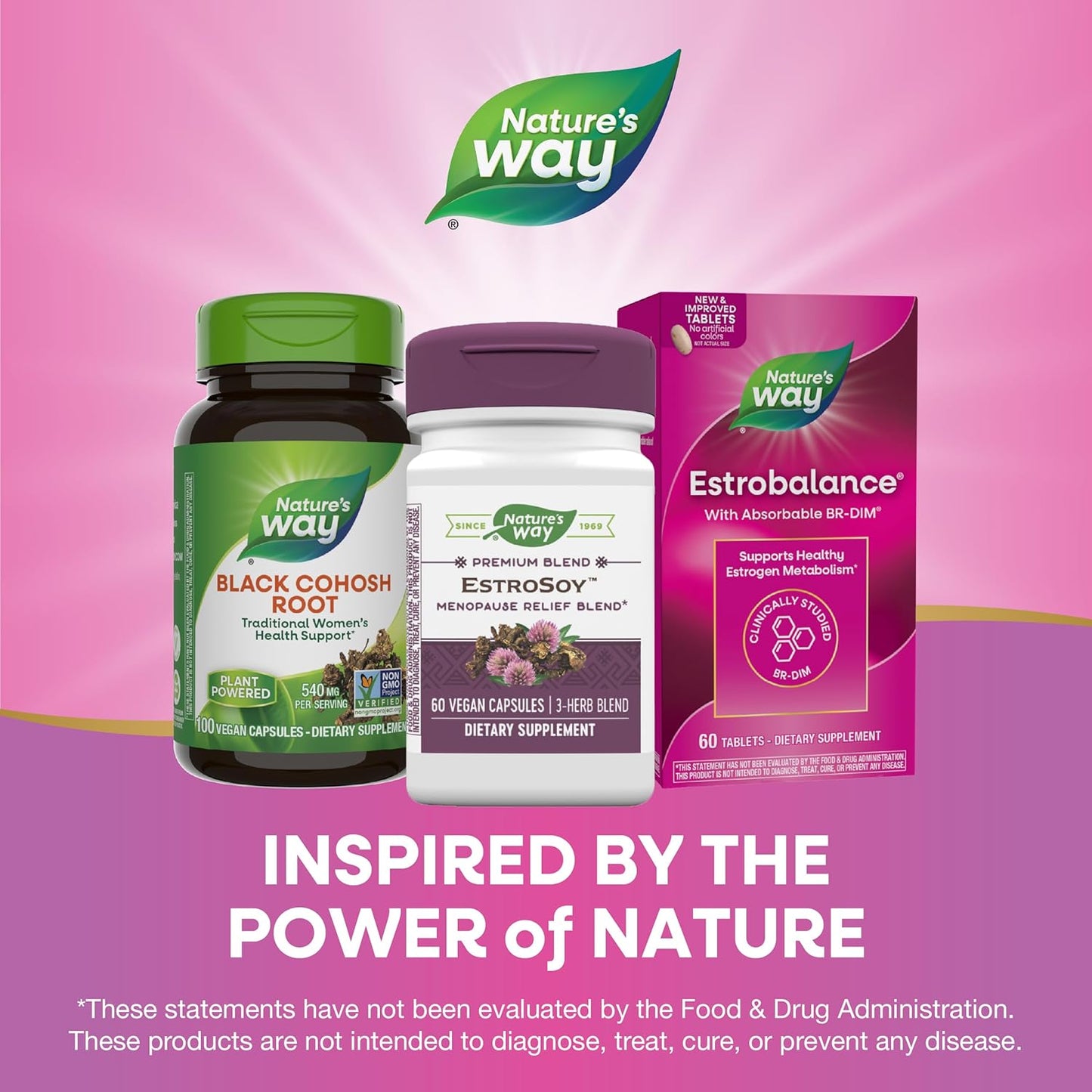 Natural Menopause Relief Supplement with Black Cohosh, Red Clover, Fermented Soy - 60 Vegan Capsules by Nature's Way