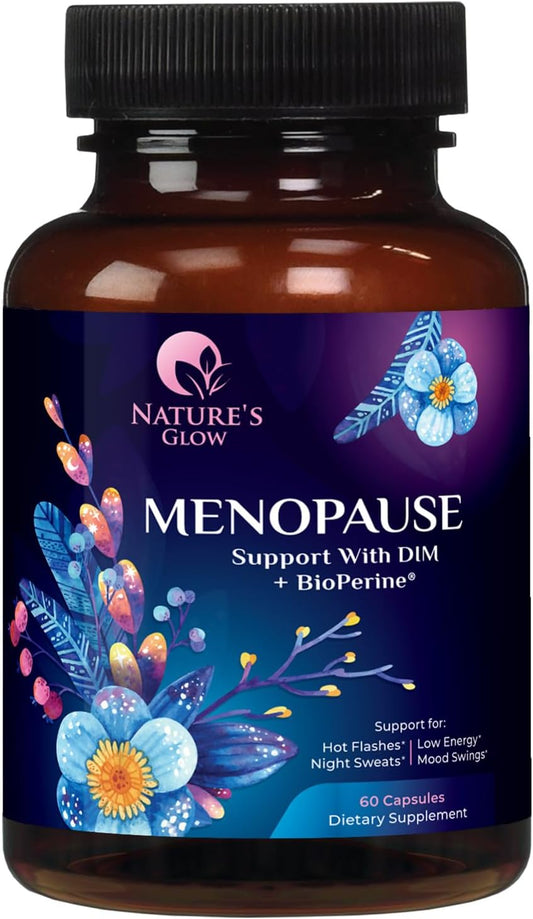 Natural Menopause Relief Supplement with DIM - Benefits for Balance, Antioxidant, Energy, and Skin - 60 Capsules, Non-GMO & Vegan