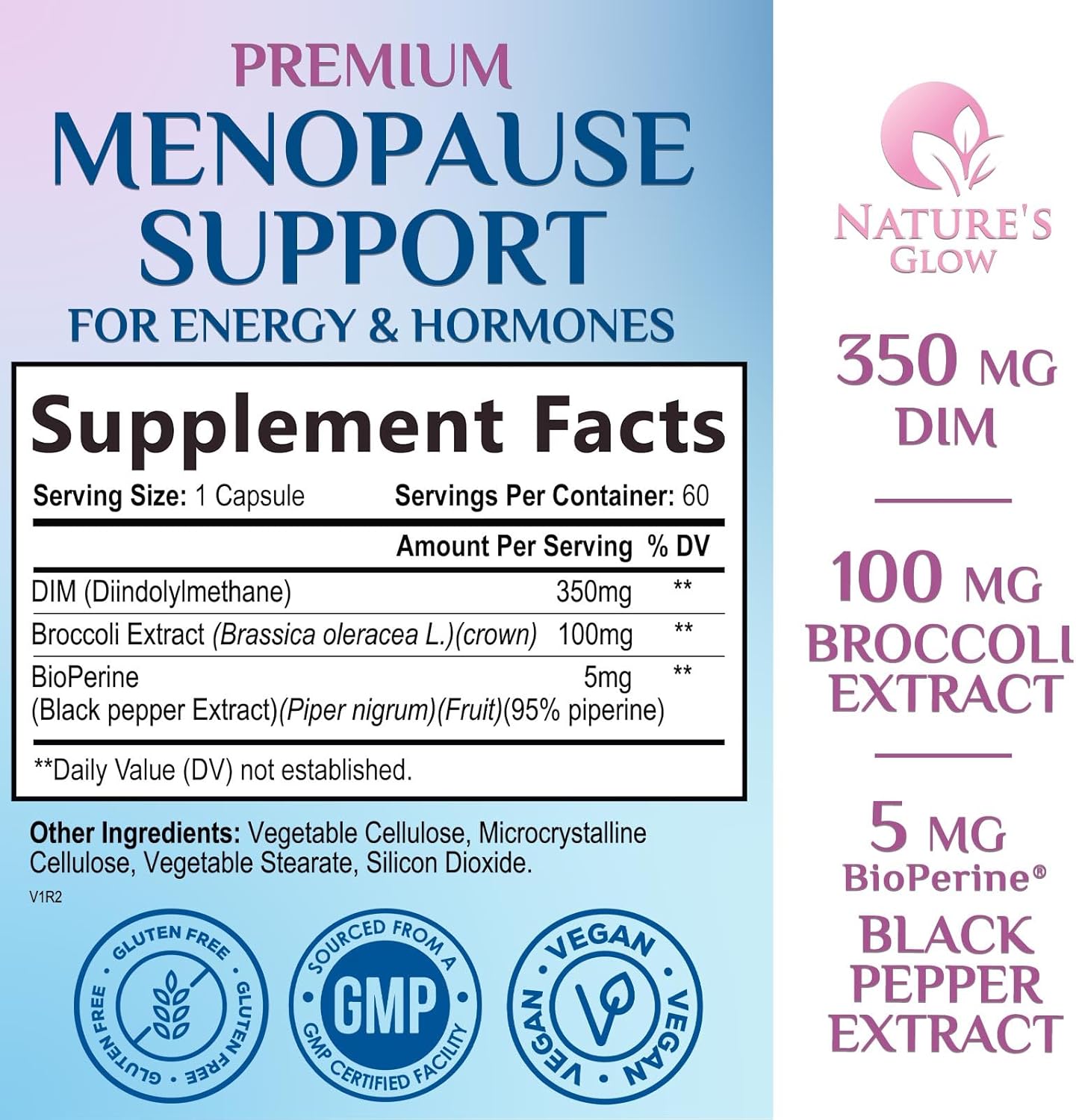 Natural Menopause Relief Supplement with DIM - Benefits for Balance, Antioxidant, Energy, and Skin - 60 Capsules, Non-GMO & Vegan