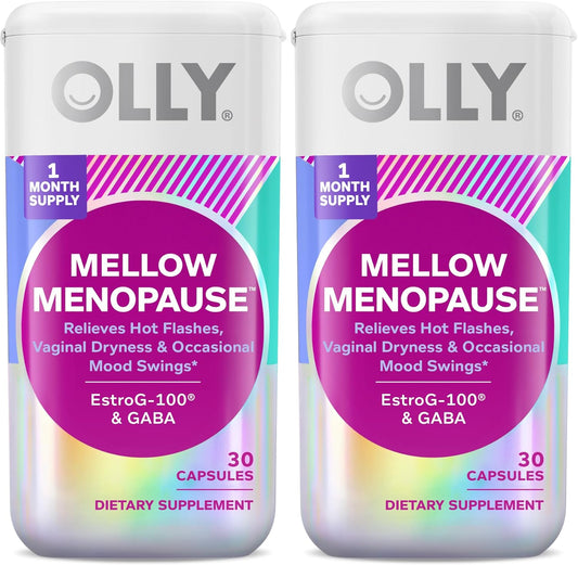 Natural Menopause Relief Supplements for Women with Estro-G100® & GABA, Vegan Capsules, 60 Count - Supports Hot Flashes, Vaginal Dryness, Mood Swings - 2 Month Supply